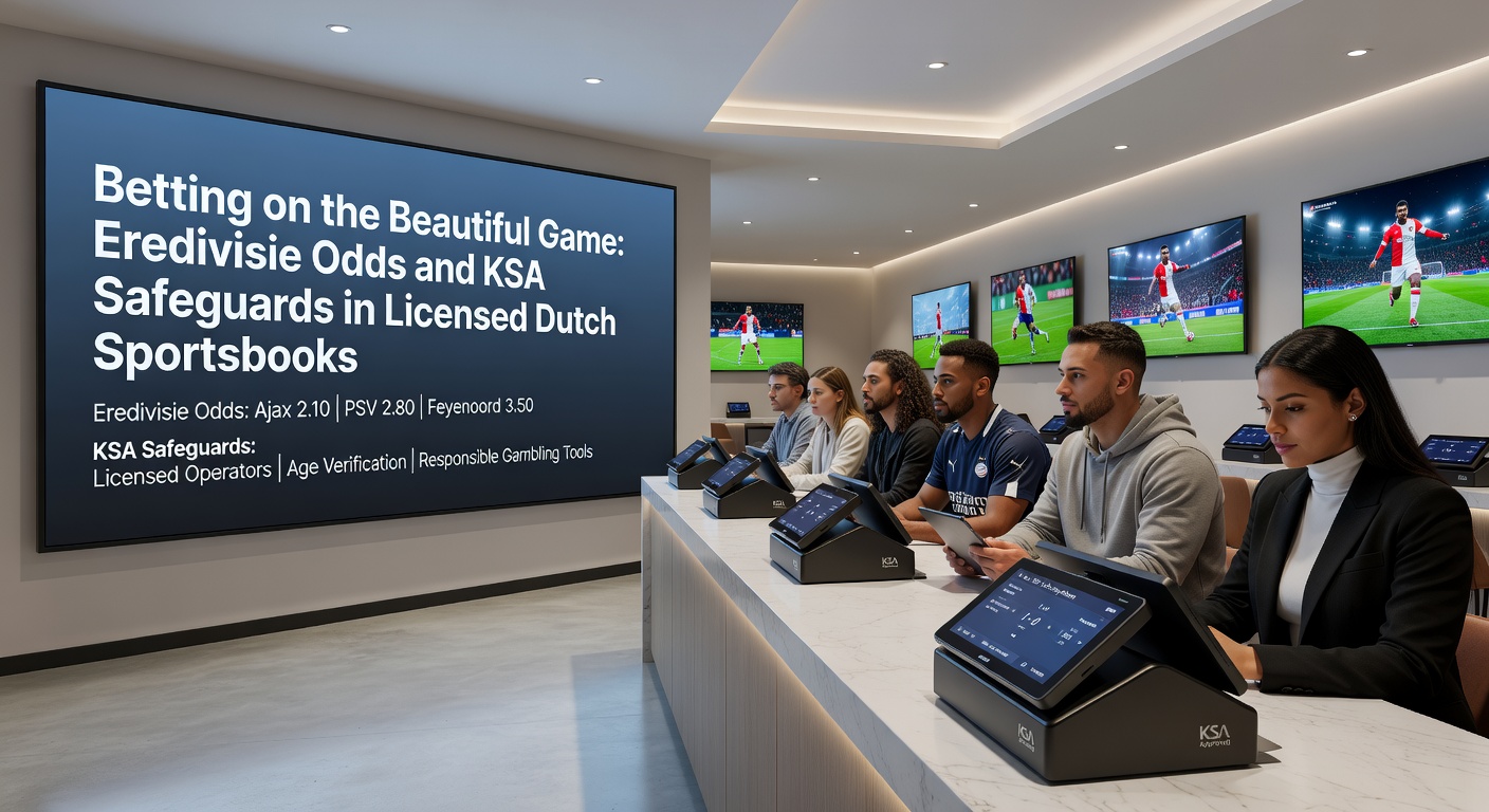 Grafiek met Eredivisie odds en KSA-logo, toonhoog de balans tussen opwinding en spelerbescherming in licentiehoudende bookmakers