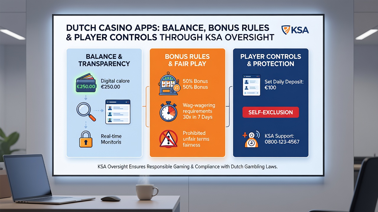 Speler die casino-app gebruikt met zichtbare limietinstellingen en bonusbalans