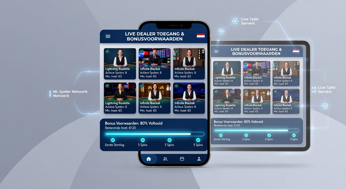 Mobiele app interface voor live dealer spellen in Nederlandse casino's