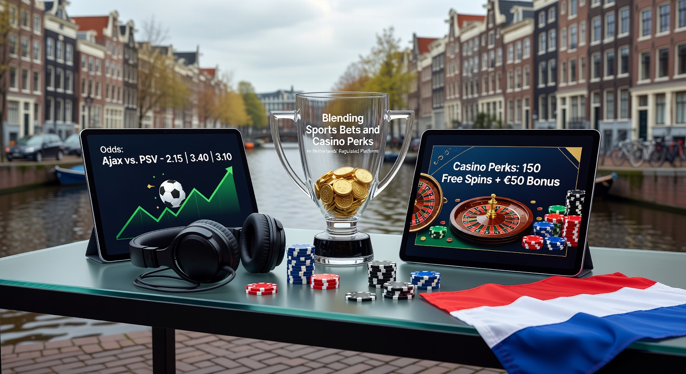 Schermafbeelding van een Nederlands online platform met gecombineerde sportweddenschap odds en casino bonusaanbiedingen, inclusief live Eredivisie wedstrijden en slots promoties